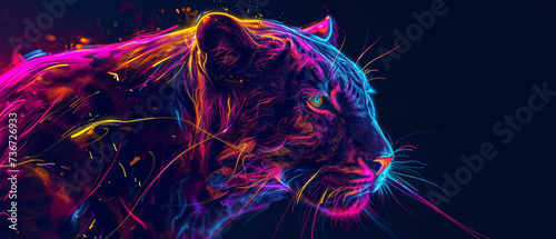 A tiger with neon lights