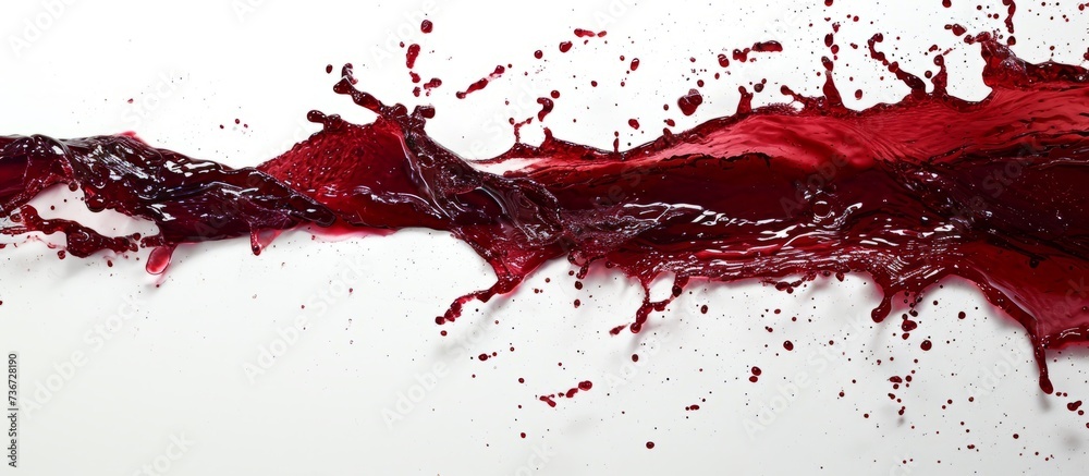 A Plantbased gesture created art with a splash of magenta liquid on a white surface, reminiscent of a tree twig with water droplets A Plantbased gesture created art with a splash of magenta liquid on a white surface, reminiscent of a tree twig with water droplets