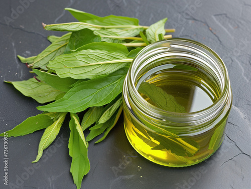 Make homemade syrup: mix sugar with freshly picked leaves in a glass jar.