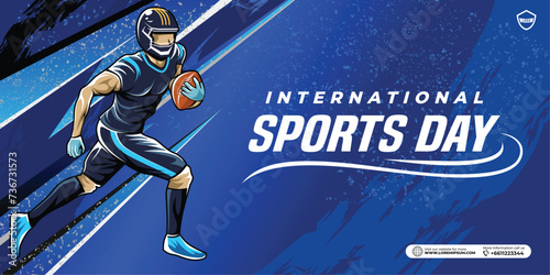 Americanb football sport background vector. international sports day banner background 