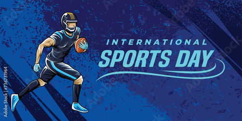 Americanb football sport background vector. international sports day banner background 