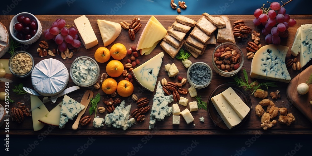 Fototapeta premium various varieties of cheese and very delicious pieces of cheese on the table
