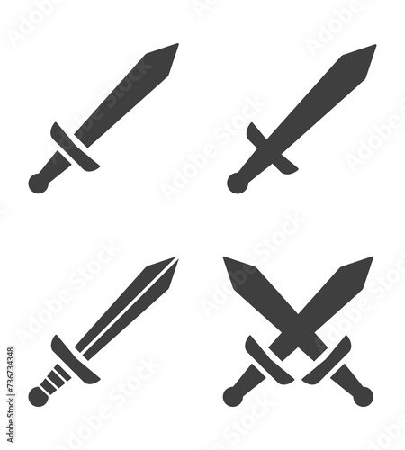 Sword set. Flat illustration. White background.