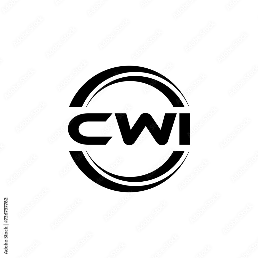 CWI letter logo design with white background in illustrator, vector logo modern alphabet font overlap style. calligraphy designs for logo, Poster, Invitation, etc.