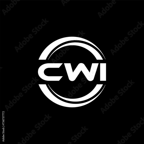 CWI letter logo design with black background in illustrator, vector logo modern alphabet font overlap style. calligraphy designs for logo, Poster, Invitation, etc. photo