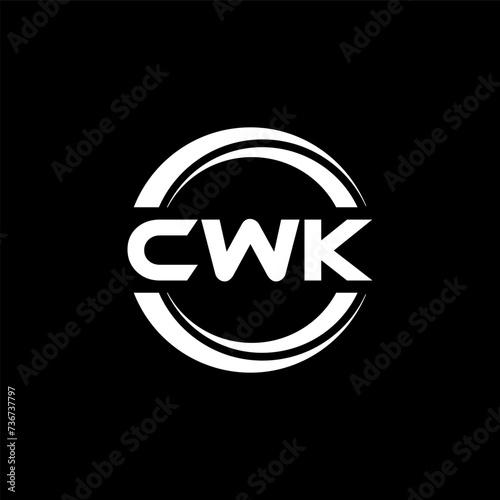 CWK letter logo design with black background in illustrator, vector logo modern alphabet font overlap style. calligraphy designs for logo, Poster, Invitation, etc.