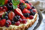 Berry Tart Topped with Assortment of Berries