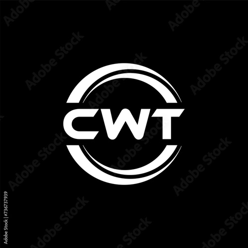 CWT letter logo design with black background in illustrator, vector logo modern alphabet font overlap style. calligraphy designs for logo, Poster, Invitation, etc. photo