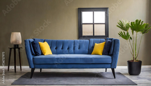 A stylish room with a sofa. One room. Living alone.