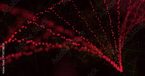 Image of dna strand floating over networks of connections