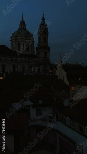 It gets dark in Prague, from day to night, accelerated video photo