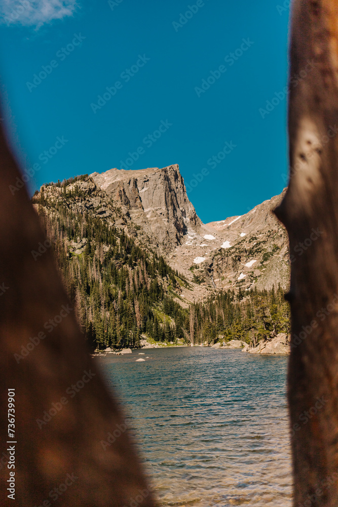Hallett Peak by Dream Lake in Rocky Mountain National Park in Colorado
