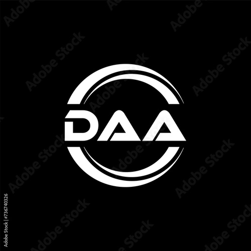 DAA letter logo design with black background in illustrator, vector logo modern alphabet font overlap style. calligraphy designs for logo, Poster, Invitation, etc.