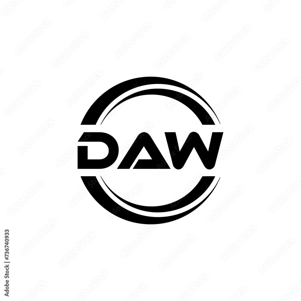 DAW letter logo design with white background in illustrator, vector logo modern alphabet font overlap style. calligraphy designs for logo, Poster, Invitation, etc.