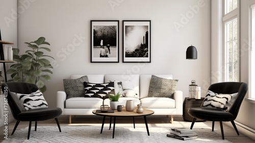 Interior style of modern aesthetic living room 