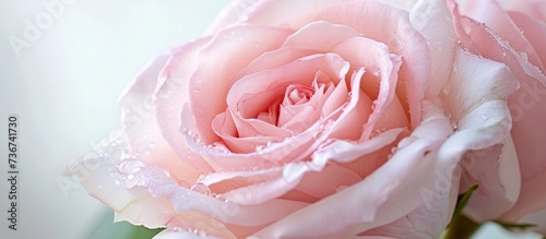 a close up of a pink rose with water drops on it . High quality