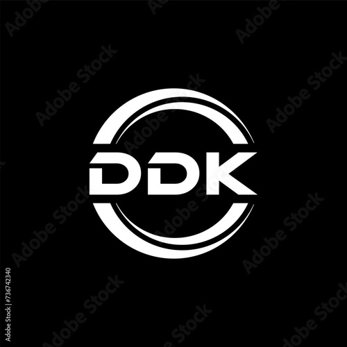 DDK letter logo design with black background in illustrator, vector logo modern alphabet font overlap style. calligraphy designs for logo, Poster, Invitation, etc.