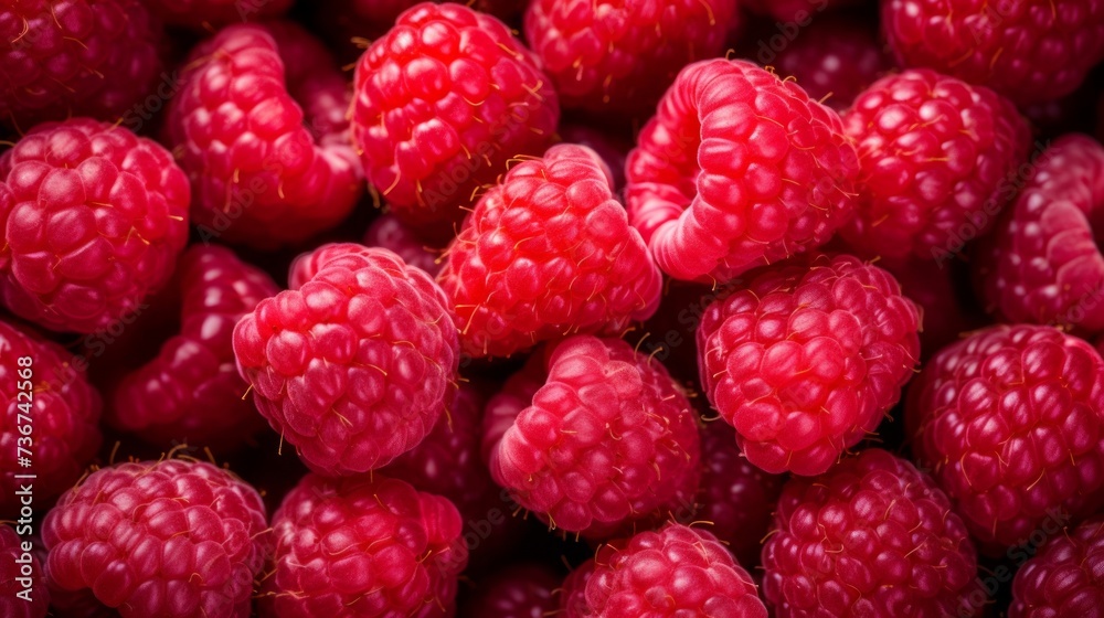 Lot ripe red raspberries as background. Neural network AI generated art Lot ripe red raspberries as background. Neural network AI generated art