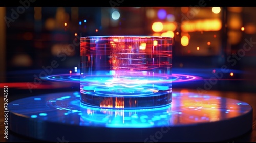 The temperature and humidity levels are displayed in realtime through changing colors on a rotating threedimensional hologram. © Justlight