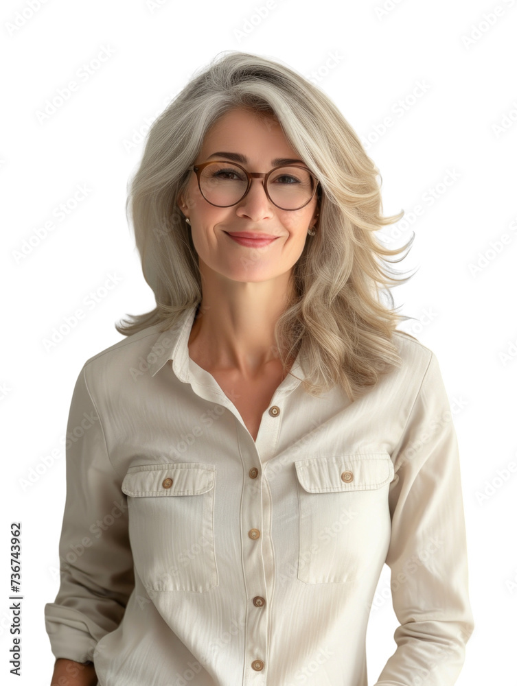 Mature smart looking woman transparent background Mature smart looking woman transparent background