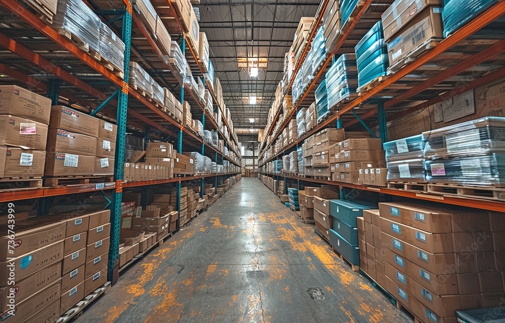 a big warehouse stocked with an assortment of boxes.