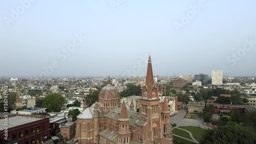 Wallpaper Mural Sacred Heart Cathedral Church of Lahore, aerial view by a descending drone. This historical church was built in 1893 and is also called Roman Catholic Archdiocese of Lahore. Torontodigital.ca