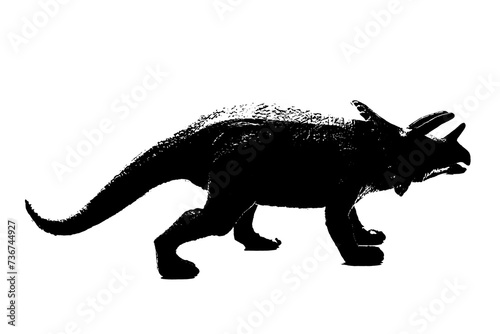 black dinosaur silhouette isolated on white background, model of dinosaurs toys