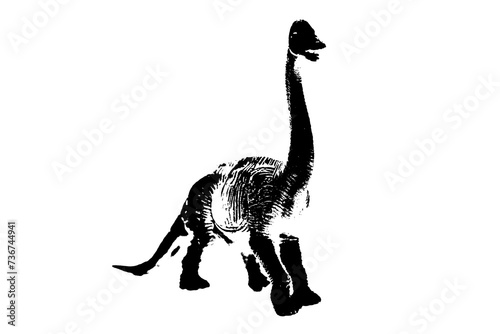 black dinosaur silhouette isolated on white background, model of dinosaurs toys