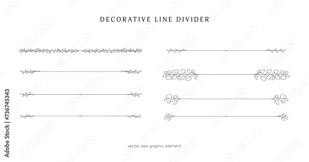 nature floral vine line divider for text layout separator decoration vector element set