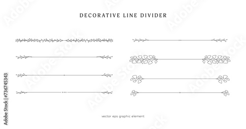 nature floral vine line divider for text layout separator decoration vector element set