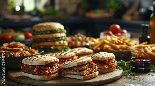 Appetizing selection of sandwiches and fries perfect for a quick delicious meal