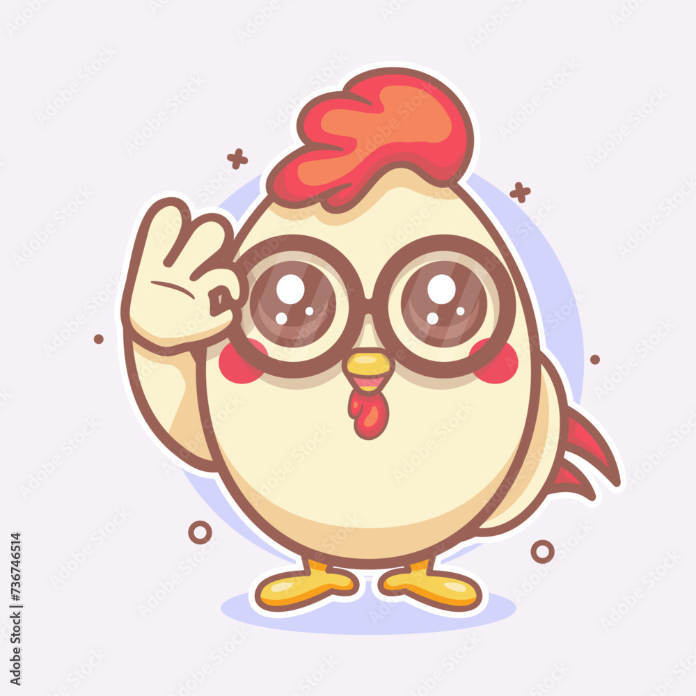 funny chicken animal character mascot with ok sign hand gesture isolated cartoon funny chicken animal character mascot with ok sign hand gesture isolated cartoon