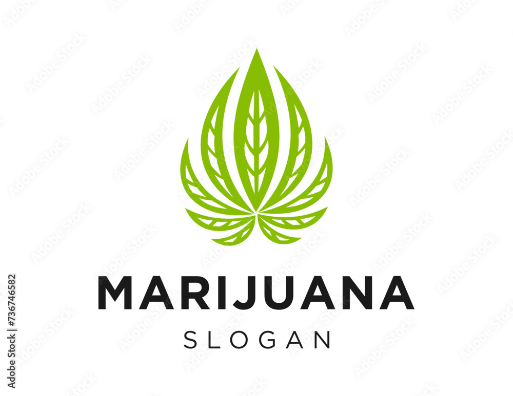The logo design is about Marijuana and was created using the Corel Draw 2018 application with a white background.