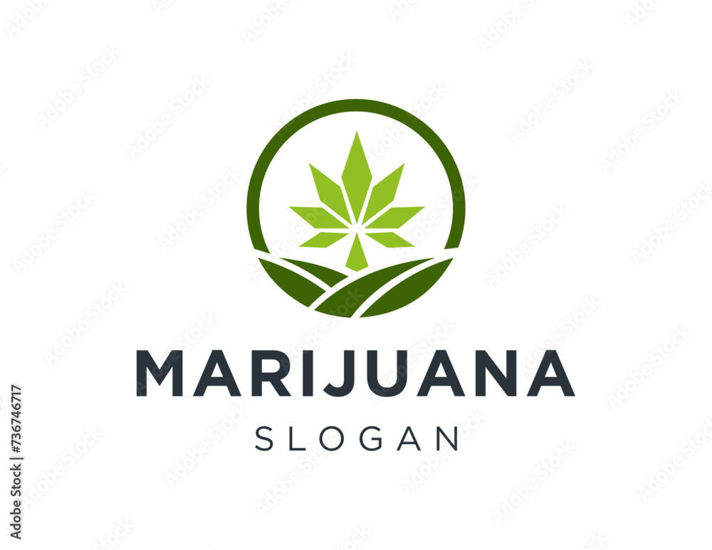 The logo design is about Marijuana and was created using the Corel Draw 2018 application with a white background.
