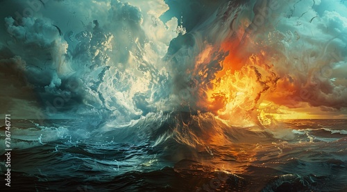 Water vs fire abstract background