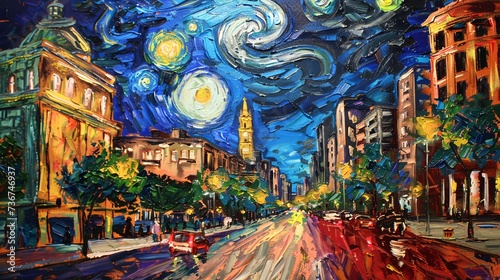painting of buenos aires starry night photo