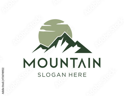 The logo design is about Mountain and was created using the Corel Draw 2018 application with a white background.