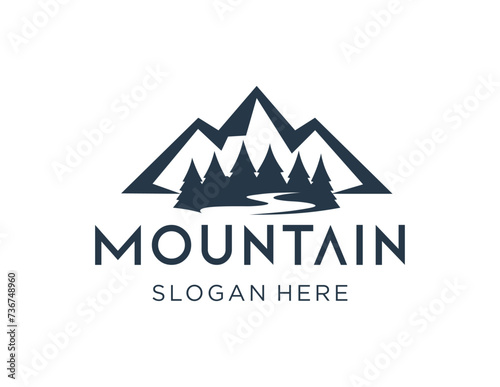 The logo design is about Mountain and was created using the Corel Draw 2018 application with a white background.