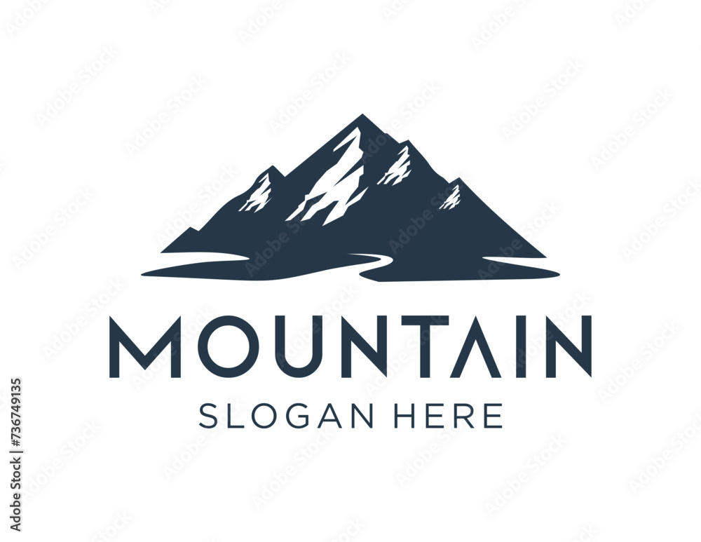 The logo design is about Mountain and was created using the Corel Draw 2018 application with a white background.