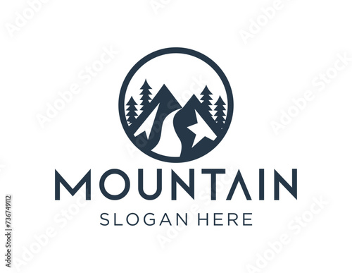 The logo design is about Mountain and was created using the Corel Draw 2018 application with a white background.