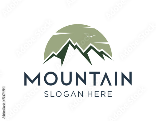 The logo design is about Mountain and was created using the Corel Draw 2018 application with a white background.