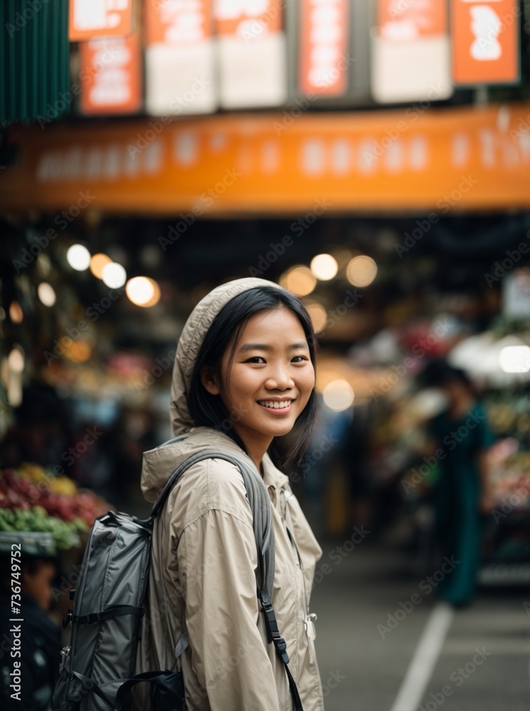 portrait of a woman in a market portrait of a woman in a market