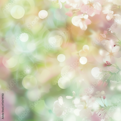 Fresh spring bokeh background, blur, tender flowers, holiday paper
