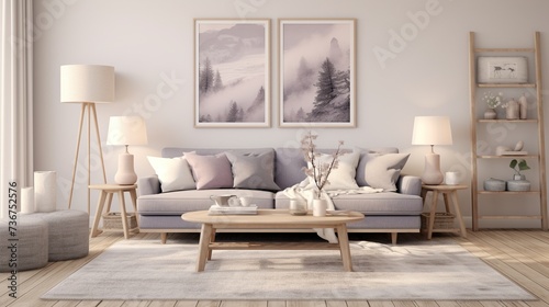Scandinavian elegance inspired modern living room interior 