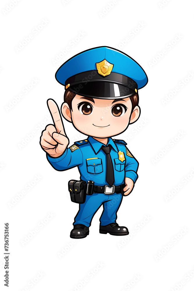Cute policeman with pointing finger illustration Cute policeman with pointing finger illustration
