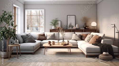 Modern monochromatic living room interior style 
