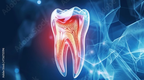 Toothache, Pain and Sensitive Tooth. Dental illness Symbolizing of Dental Care, Tooth Decay, Oral Health, Tooth caries photo