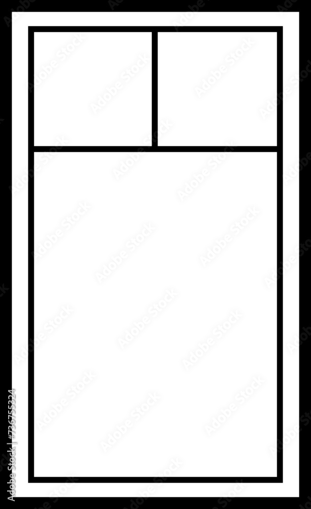 Window frame. Silhouette of window. Outline icon of house and building. Black decorative arch and frame for office, architecture. Closed balcony in wall. Editable exterior on transparent background.
