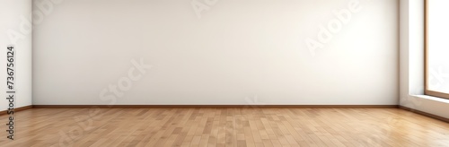 empty white room on wooden parquet floor in 3D rendering