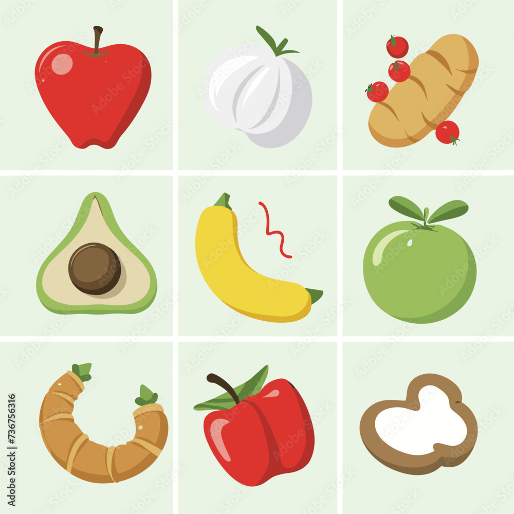 Fototapeta premium Vegetable illustration Vector Set